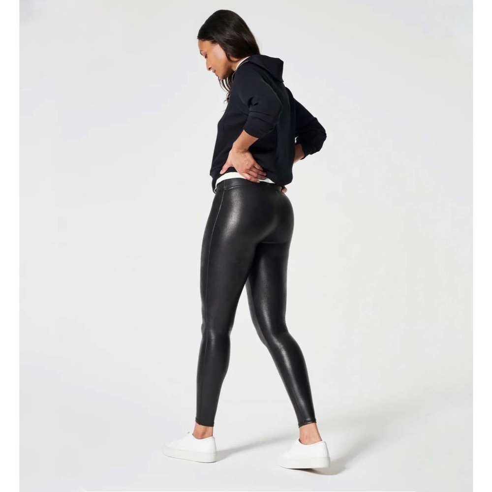Spanx Black Faux Leather Leggings Women Size Small